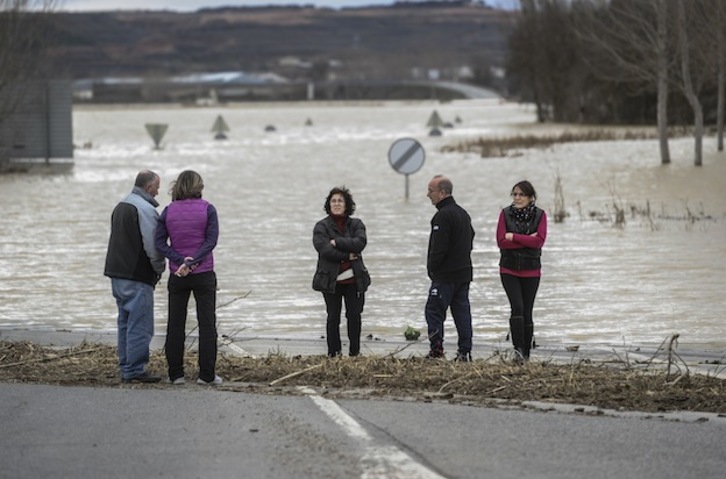 Carretera y campos anegados en Castejón por el desbordamiento del río. (Jagoba MANTEROLA / ARGAZKI PRESS)