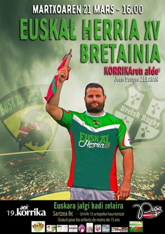 Aretz Iguiniz, pilier del Aviron, es el protagonista del cartel anunciador del partido.