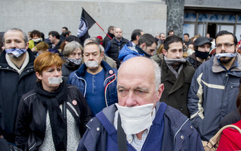 Protesta contra la ‘Ley mordaza’ en Bilbo, en diciembre. (Marisol RAMIREZ / ARGAZKI PRESS)