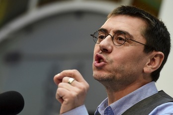 Juan Carlos Monedero, durante una conferencia en Madrid. (Javier SORIANO / AFP)