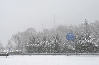 La nieve ha causado problemas en Leitzaran. (Idoia ZABALETA / ARGAZKI PRESS)