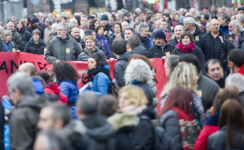Sindikatuen lehen mailako ordezkaritza Bilboko manifestazioan.