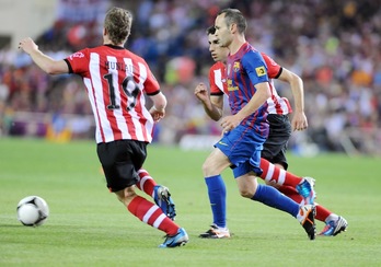 Final de la Copa en mayo de 2012 entre Athletic y Barcelona en el Vicente Calderón. (Jon HERNÁEZ/ARGAZKI PRESS)