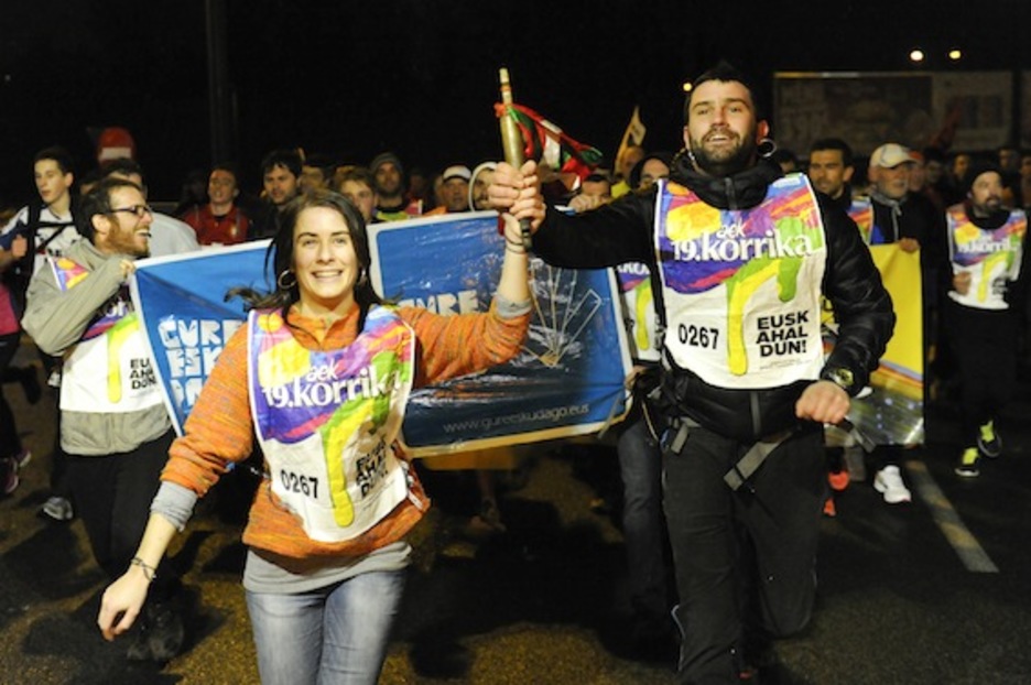 Korrika, Iruñean. (Idoia ZABALETA/ARGAZKI PRESS) Korrika, Iruñean. (Idoia ZABALETA/ARGAZKI PRESS)