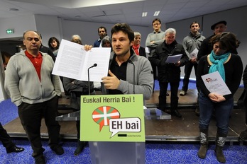 Peio Etcheverry-Ainchart, durante un acto de EH Bai. (Gaizka IROZ)