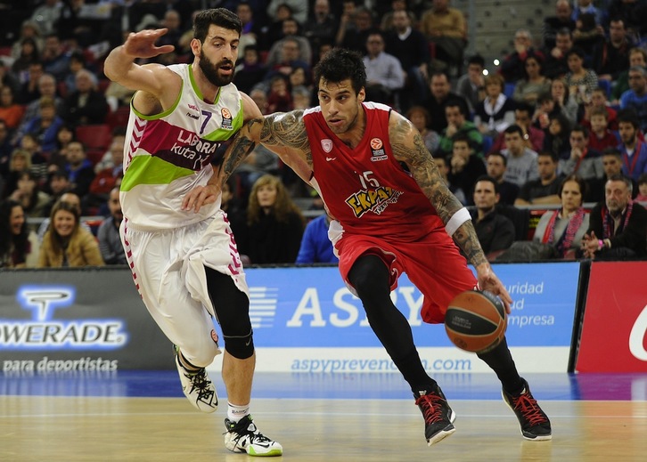 El Baskonia ha caído en Milan. Shengelia en un partido aterior. (Ander GILLENEA / AFP)