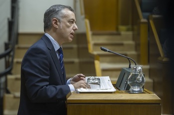 El lehendakari Urkullu, en una anterior comparecencia parlamentaria. (Juanan RUIZ / ARGAZKI PRESS)