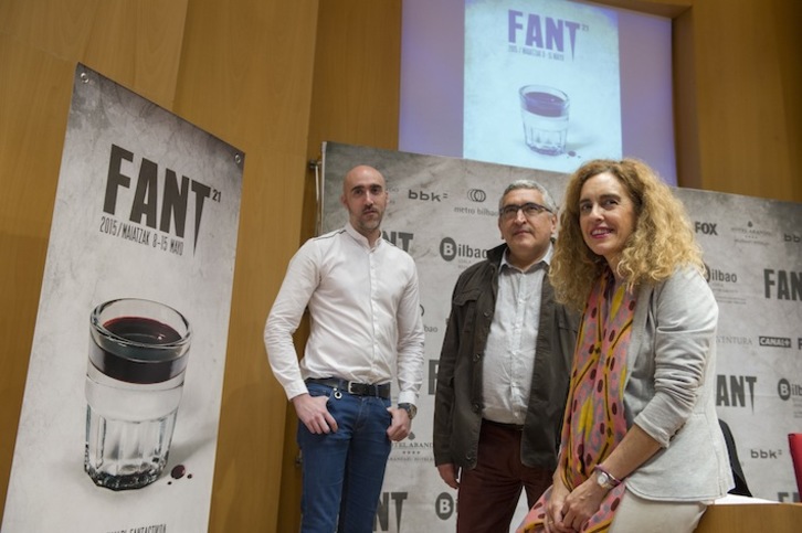 Justo Ezenarro, Eugenio Puerto e Ibone Bengoetxea, en la presentación de FANT. (Monika DEL VALLE/ARGAZKI PRESS)