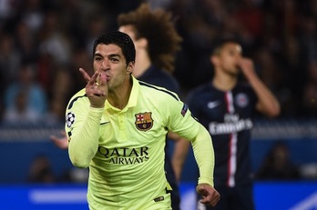 Luis Suárez se ha apuntado un doblete en París. (Martin BUREAU / AFP)
