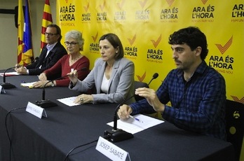 Imagen de la rueda de prensa ofrecida este mediodía en Barcelona. (Ara es l'hora)