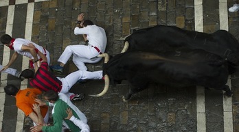 Uno de los encierros de los sanfermines de 2014. (Raul BOGAJO/ARGAZKI PRESS)