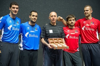 Untoria, Bengoetxea, Berasaluze eta Zubieta, aukeratutako pilotekin. (ARGAZKI PRESS)