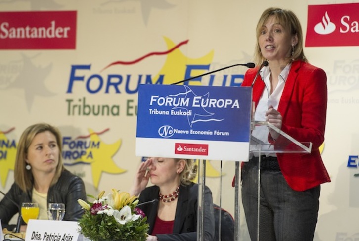 Miren Larrion, durante su reciente intervención en el Forum Europa. (Monika DEL VALLE / ARGAZKI PRESS)