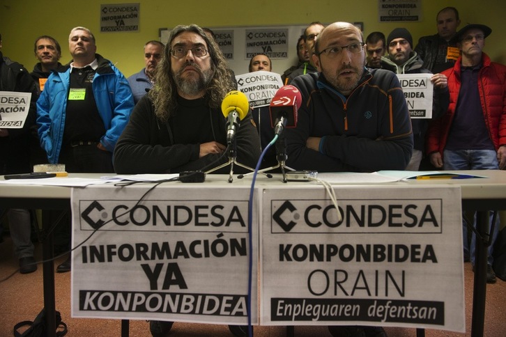 Trabajadres de Condesa en una comparecencia anterior. (Raul BOGAJO / ARGAZKI PRESS)