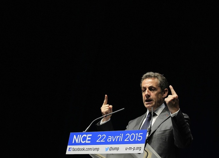 Ncolas Sarkozy, en un acto político. (Jean-Christophe MAGNENET / AFP)