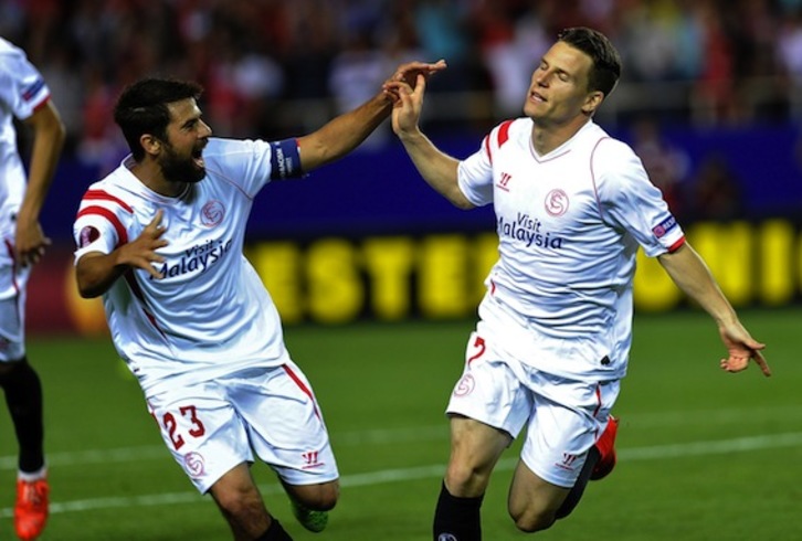 El Sevilla tiene ya pie y medio en la final. (Cristina QUICLER/AFP PHOTO)