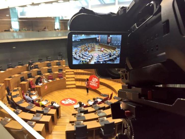 Imagen del debate entre candidatos celebrado en el Parlamento (Roberto CÁMARA | Navarra TV)