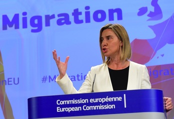 Federica Mogherini, durante su comparecencia de hoy. (Emmanuel DUNAND / AFP)