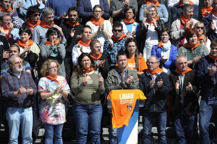 Arraiz ha comparecido junto a decenas de candidatos y electos de EH Bildu. (Gorka RUBIO/ARGAZKI PRESS)