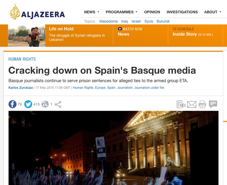 Captura de pantalla del artículo publicado en Al Jazeera. (NAIZ)