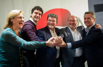 Atutxa, Rementeria, Aburto, Ortuzar y Urkullu, eufóricos tras los resultados. (Marisol RAMÍREZ/ARGAZKI PRESS)