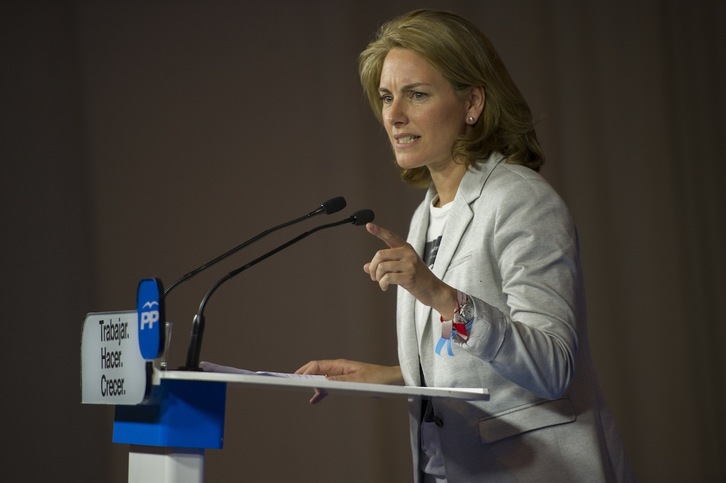 Arantza Quiroga, durante el mitin de cierre de campaña del PP. (Juanan RUIZ / ARGAZKI PRESS)