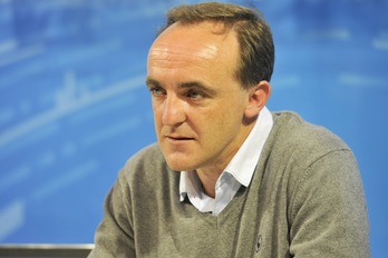 Javier Esparza en la rueda de prensa del lunes. (Idoia ZABALETA / ARGAZKI PRESS)