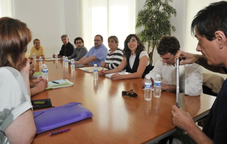 Reunión de las delegaciones de Geroa Bai, EH Bildu, Podemos e I-E. (Idoia ZABALETA/ARGAZKI PRESS)