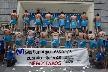 Protesta durante la huelga de los subcontratados de Movistar. (Monika DEL VALLE / ARGAZKI PRESS)