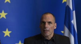 Yannis Varoufakis, antes de la reunión de ayer. (Thierry MONASSE / AFP)