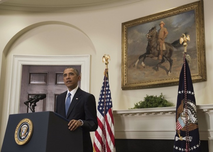 Barack Obama, durante una intervención pública. (Saul LOEB / AFP)