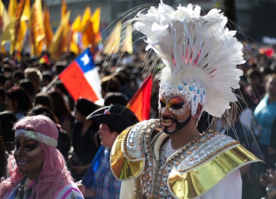<strong>Santiago</strong>, la marcha transcurrió bajo el lema «orgulloso/a de ser tu mismo/a» (Vladimir RODAS | AFP)