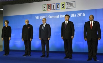 Foto de familia de los líderes de los BRICS. (Alexander NEMENOV/AFP PHOTO)