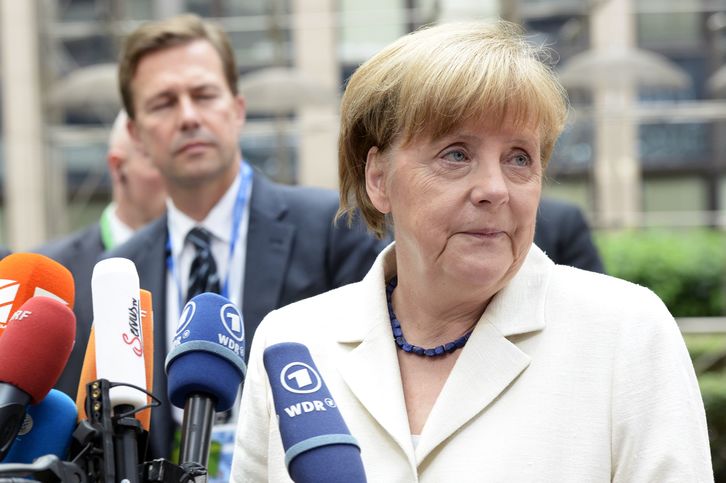 Merkel a la llegada a la cumbre del Eurogrupo. (Thierry CHARLIER / AFP)
