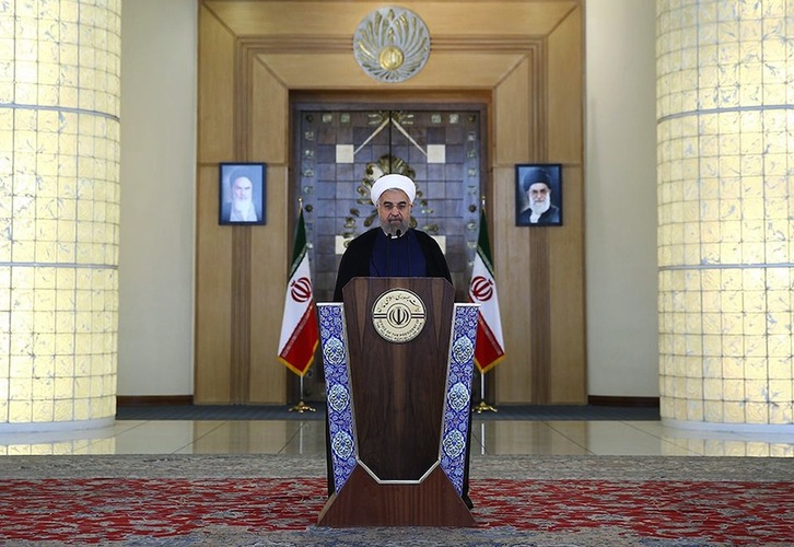 Hasan Rohani, en el comunicado emitido tras el acuerdo nuclear. (AFP)