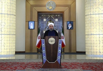 Hasan Rohani, en el comunicado emitido tras el acuerdo nuclear. (AFP) 
