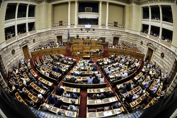 El Parlamento griego, durante una sesión reciente. (Andreas SOLARO / AFP)