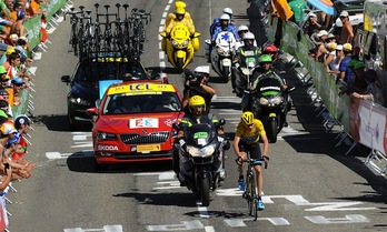 Froome atzoko garaipena lortu zuen unean. (Gaizka IROZ/AFP)