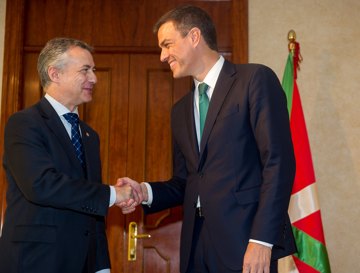 Iñigo Urkullu y Pedro Sánchez se han reunido en Gasteiz. (Juanan RUIZ / ARGAZKI PRESS)