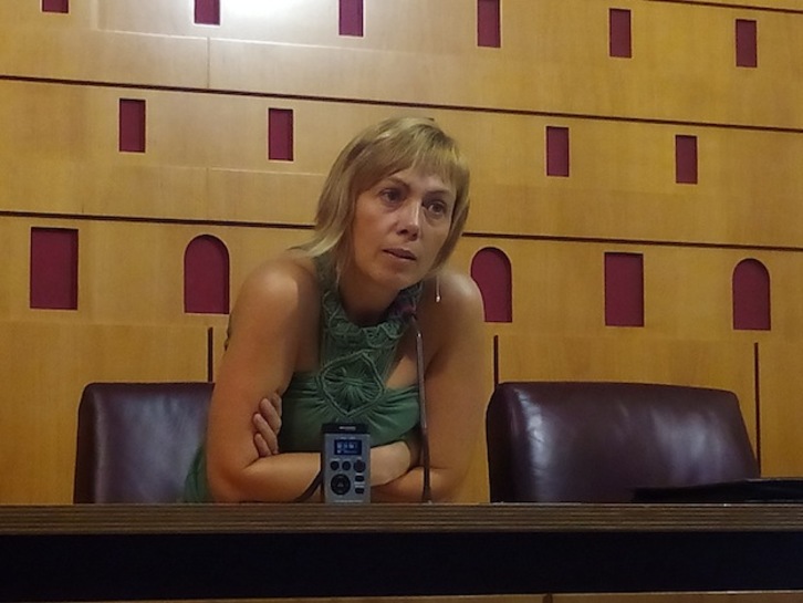 Miren Larrion, portavoz de EH Bildu, en su comparecencia de este martes. 