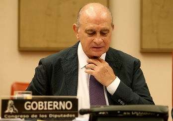 El ministro español de Interior, Jorge Fernández Díaz, durante su comparecencia parlamentaria. (J. DANAE/ARGAZKI PRESS)