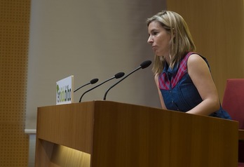 Aitziber Ibaibarriaga, edil de EH Bildu, durante una comparecencia anterior. (Luis JAUREGIALTZO/ARGAZKI PRESS)