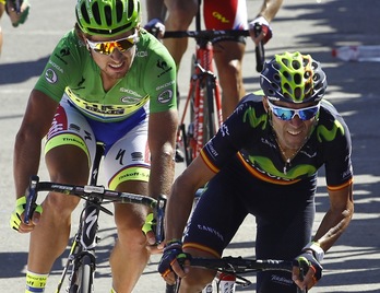 Valverde ha superado a Sagan en la cuarta etapa de la Vuelta. (José JORDAN / AFP)