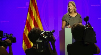 Neus Munté, durante la comparecencia de esta mañana. (GOVERN.CAT)