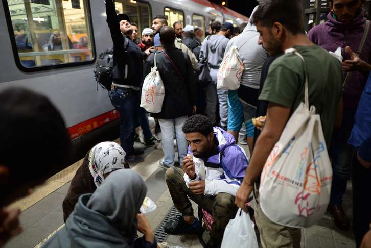Refugiados llegando a Alemania en tren procedentes de Austria. (AFP)