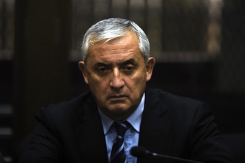 El expresidente de Guatemala Otto Pérez Molina, durante la vista. (Johan ORDOÑEZ/AFP PHOTO)