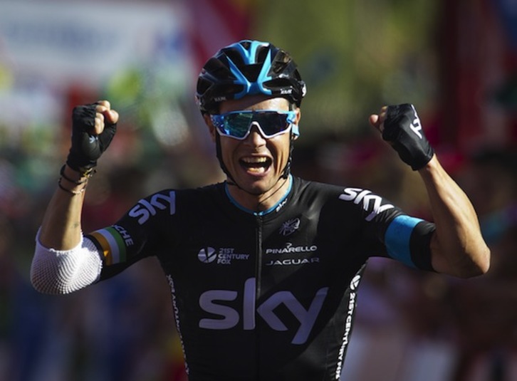 Nicolas Roche, Sky taldeko txirrindulari irlandarra gailendu da gaurkoan. (Jaime REINA/AFP PHOTO)