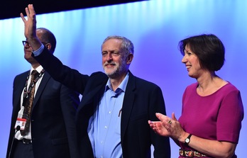 Jeremy Corbyn, en su primera intervención como líder laborista. (Ben STANSALL / AFP)