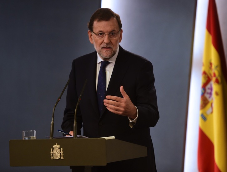 Rajoy, durante su comparecencia en La Moncloa. (Pierre-Philippe MARCOU/AFP)