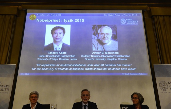 Anuncio del Nobel de Física 2015. (JONATHAN NACKSTRAND / AFP)